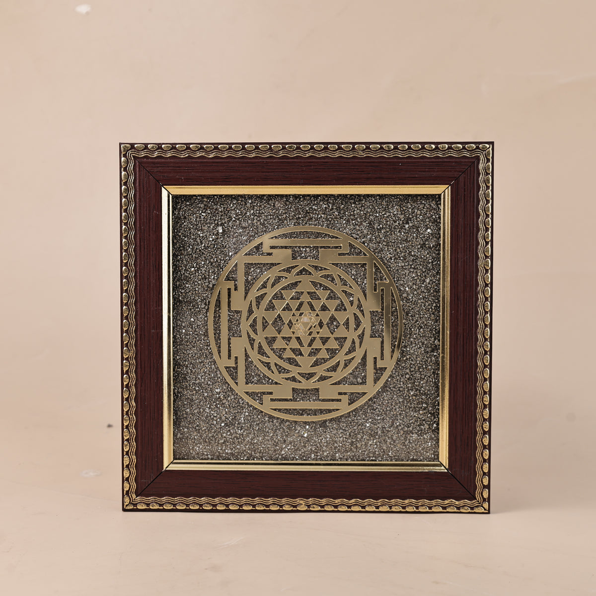 Shri Yantra Raw Pyrite Frame - Wealth & Success Energy Frame