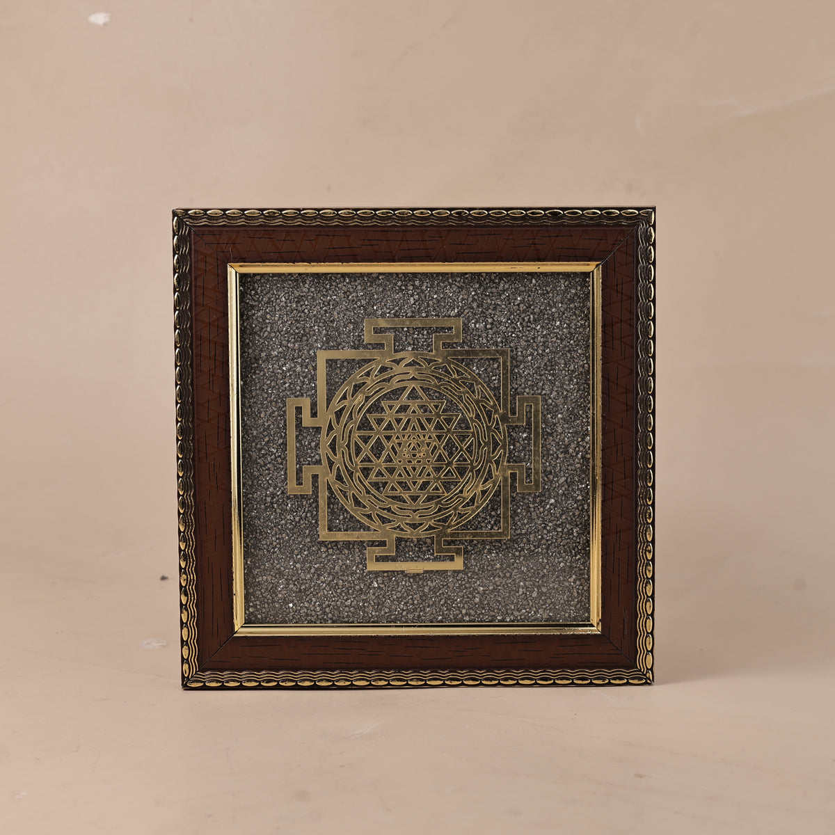Shri Yantra Raw Pyrite Frame - Wealth & Success Energy Frame