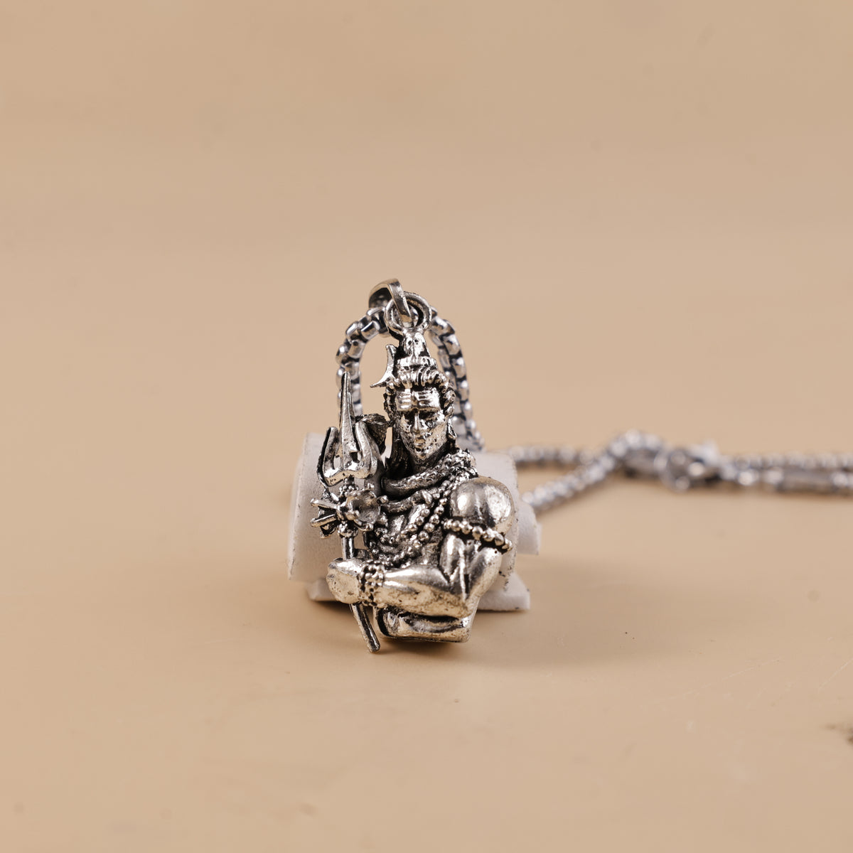 Silver Lord Shiva Holding Trishul Pendant ( Blessing & Protection) - Abhimantrit