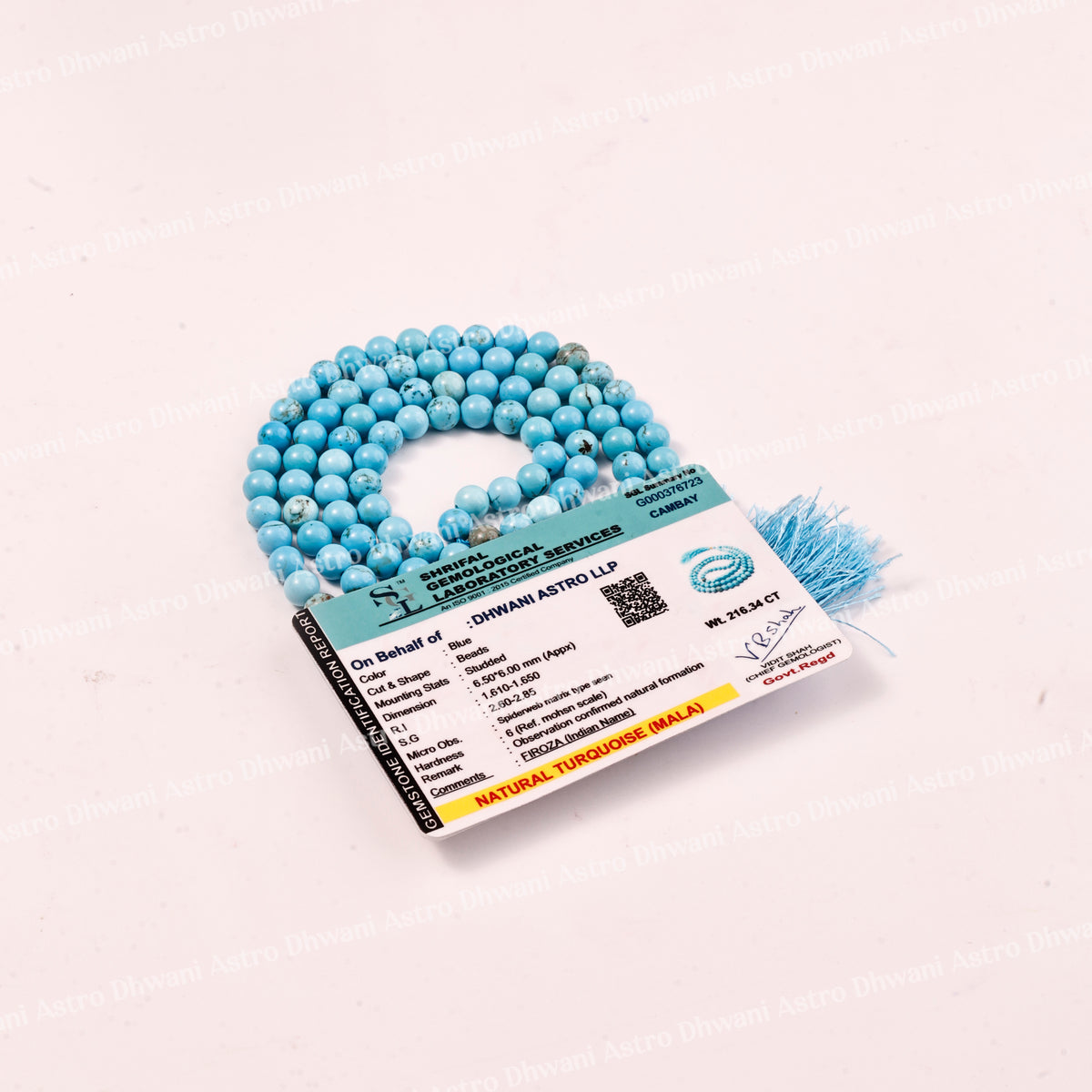 Turquoise Crystal Mala - Abhimantrit & Certified