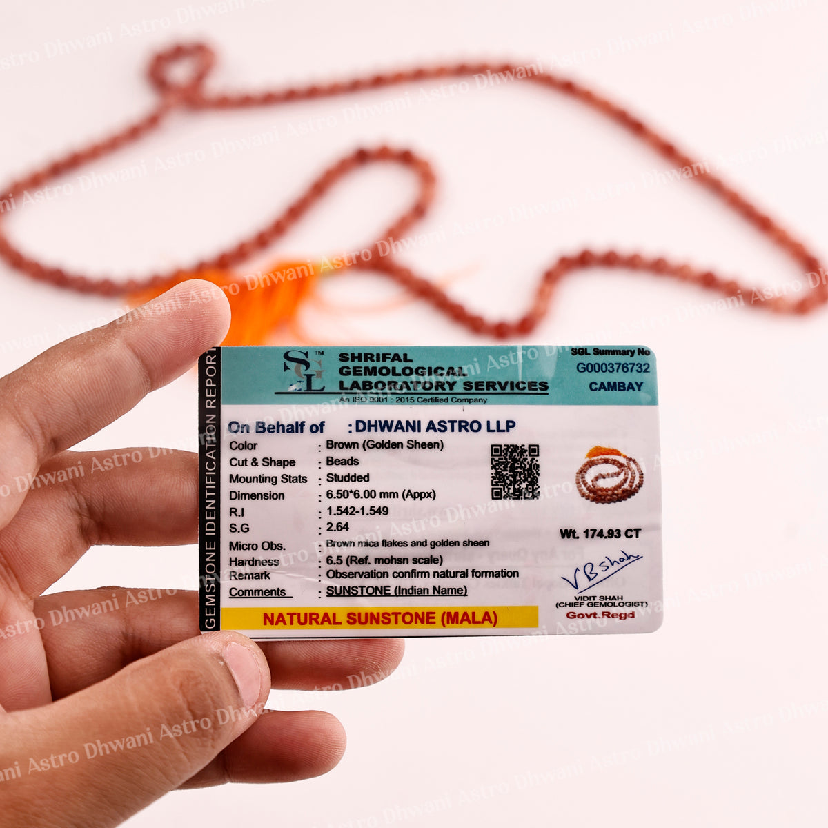 Sunstone Crystal Mala  - Abhimantrit & Certified