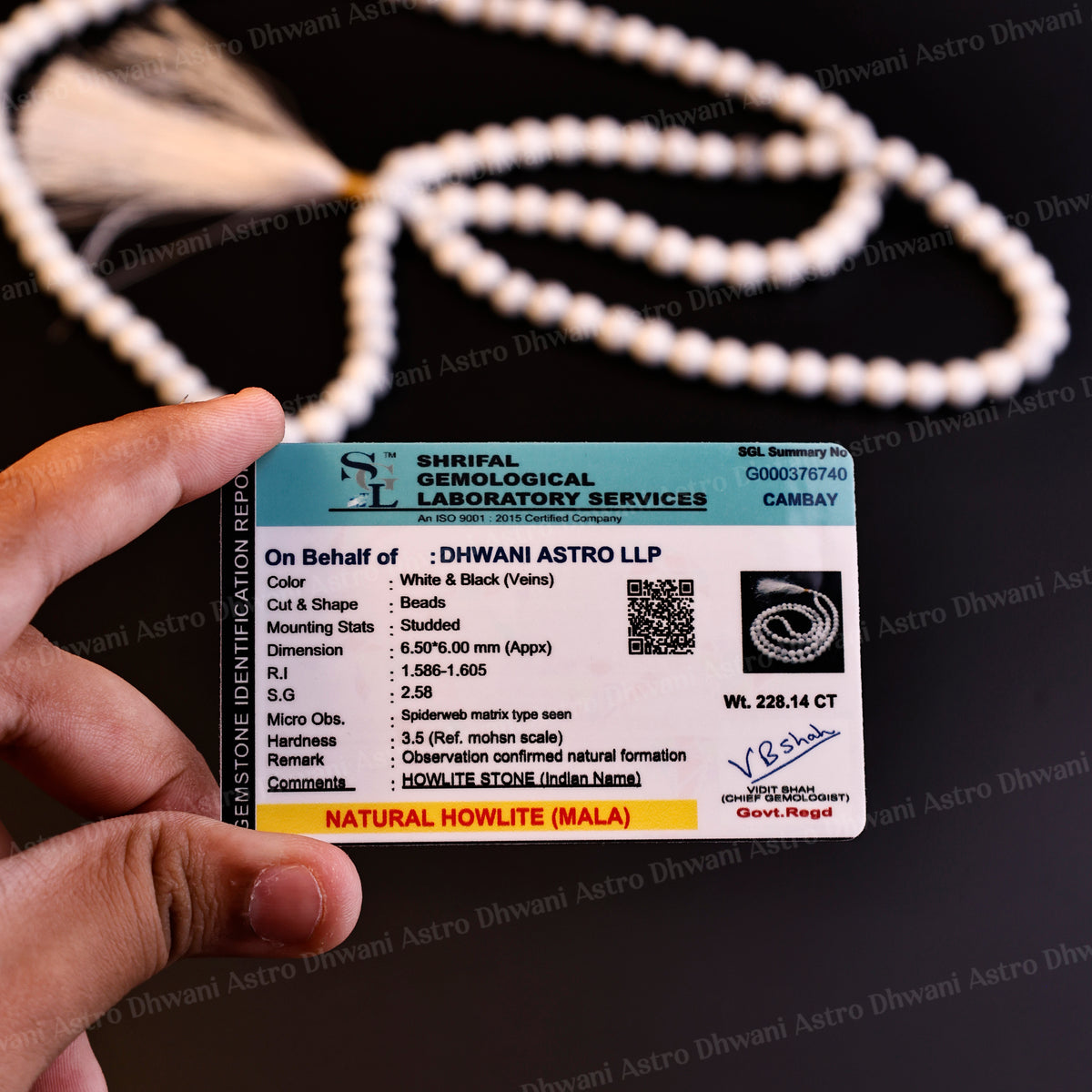 Howlite Crystal Mala - Abhimantrit & Certified