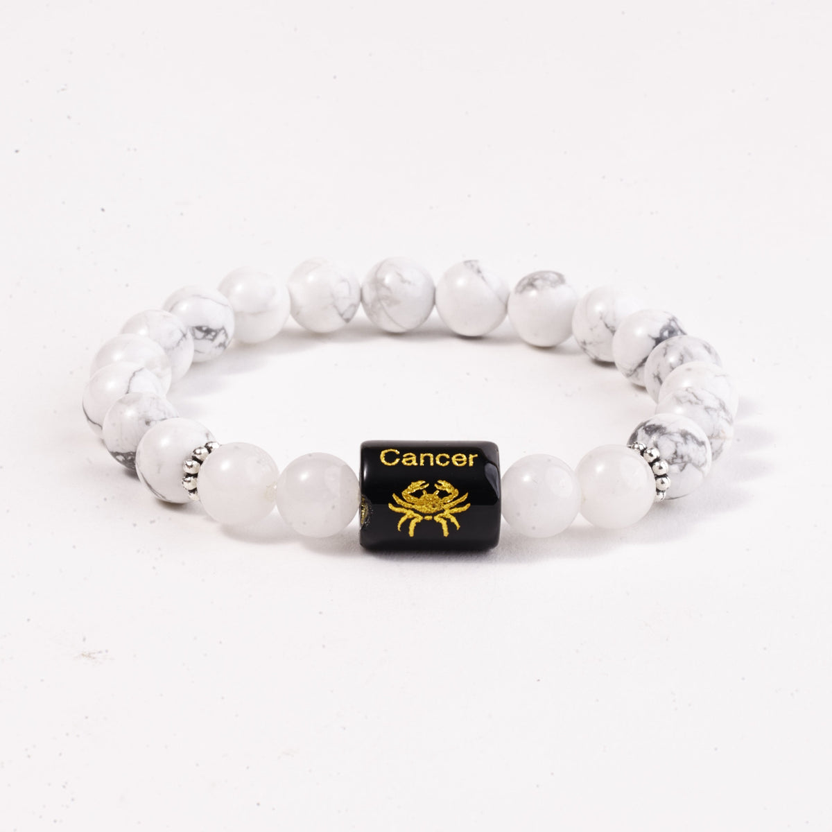 Cancer Zodiac Bracelet – Howlite & White Jade Bracelet for Emotional Balance and Calm