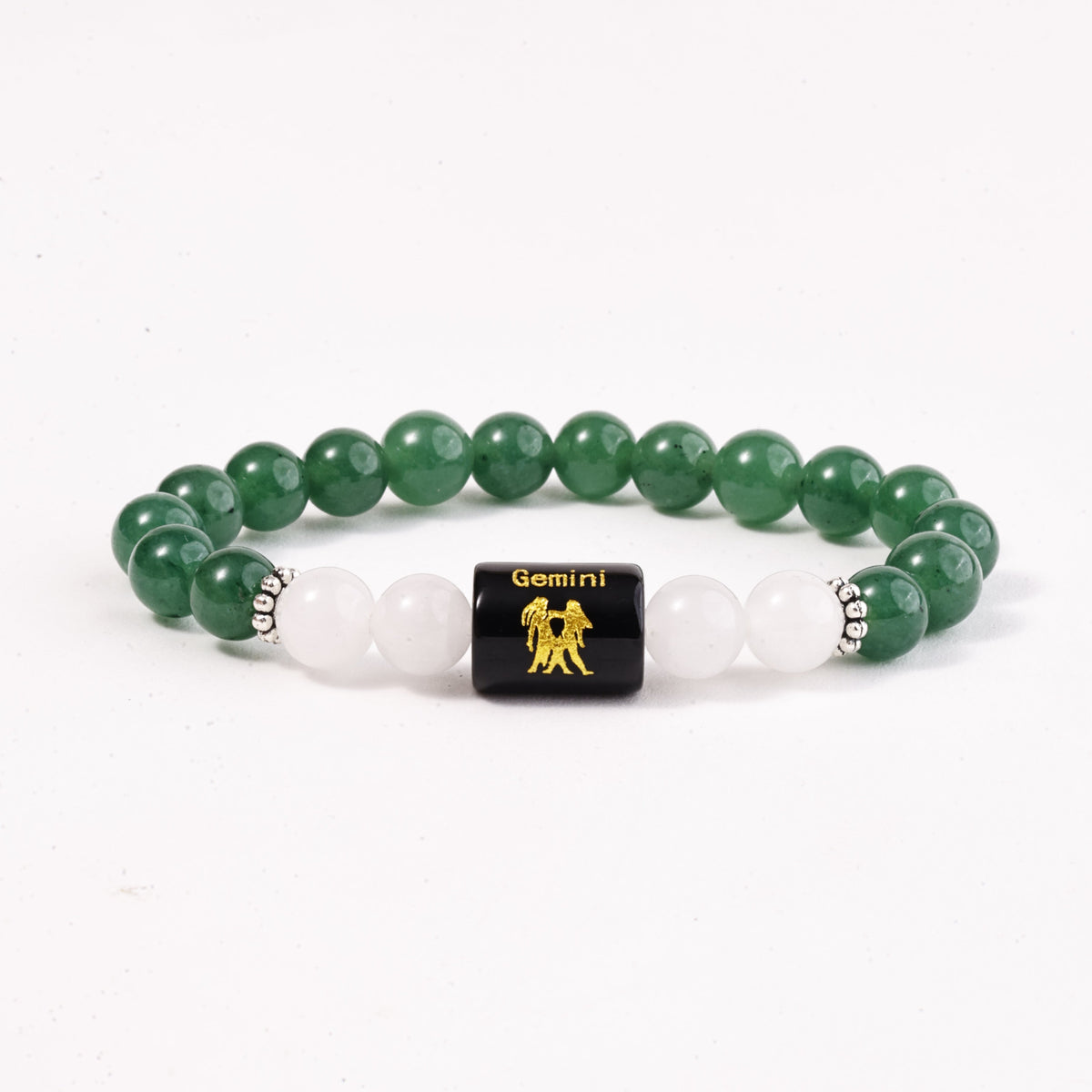Gemini Zodiac Bracelet – Green Aventurine & White Jade Bracelet for Clarity and Balance