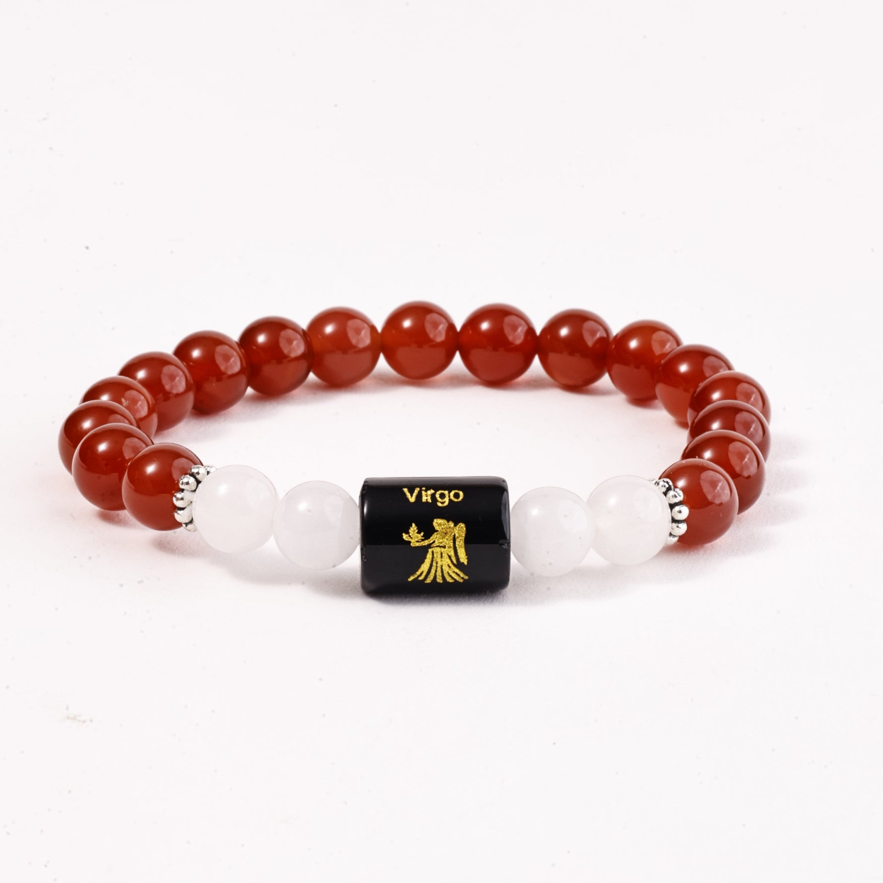 Virgo Zodiac Bracelet – Red Carnelian & White Jade Bracelet for Focus and BalanceZodiac Sign Bracelet – All 12 Signs | Energized Gemstone Bracelet | Dhwani Astro