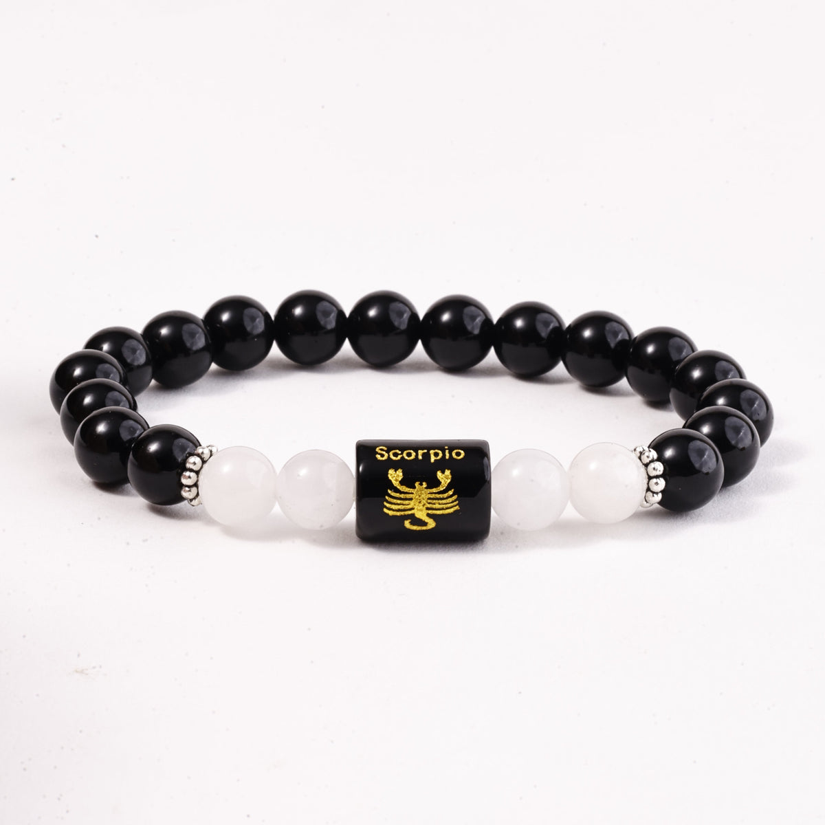 Scorpio Zodiac Bracelet – Black Onyx & White Jade Bracelet for Protection and Transformation