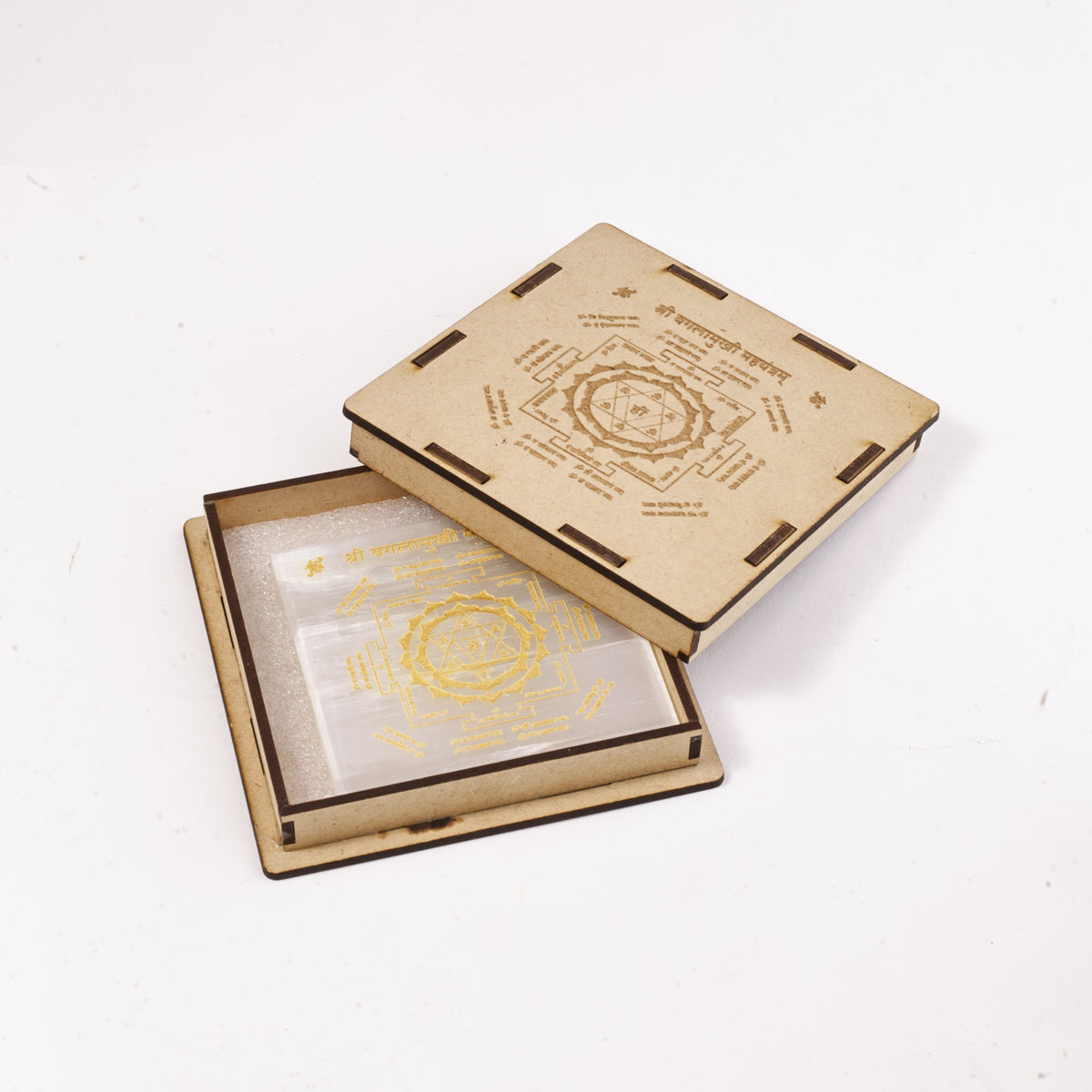 Baglamukhi Maha Yantra Selenite Plate - Protection & Victory Yantra