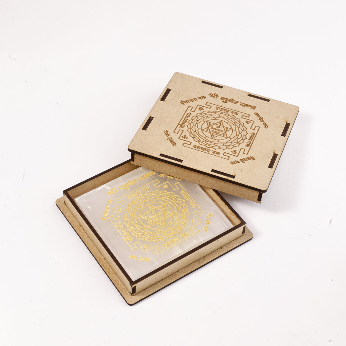 Maha Kuber Yantra Selenite Plate - Wealth & Prosperity Yantra