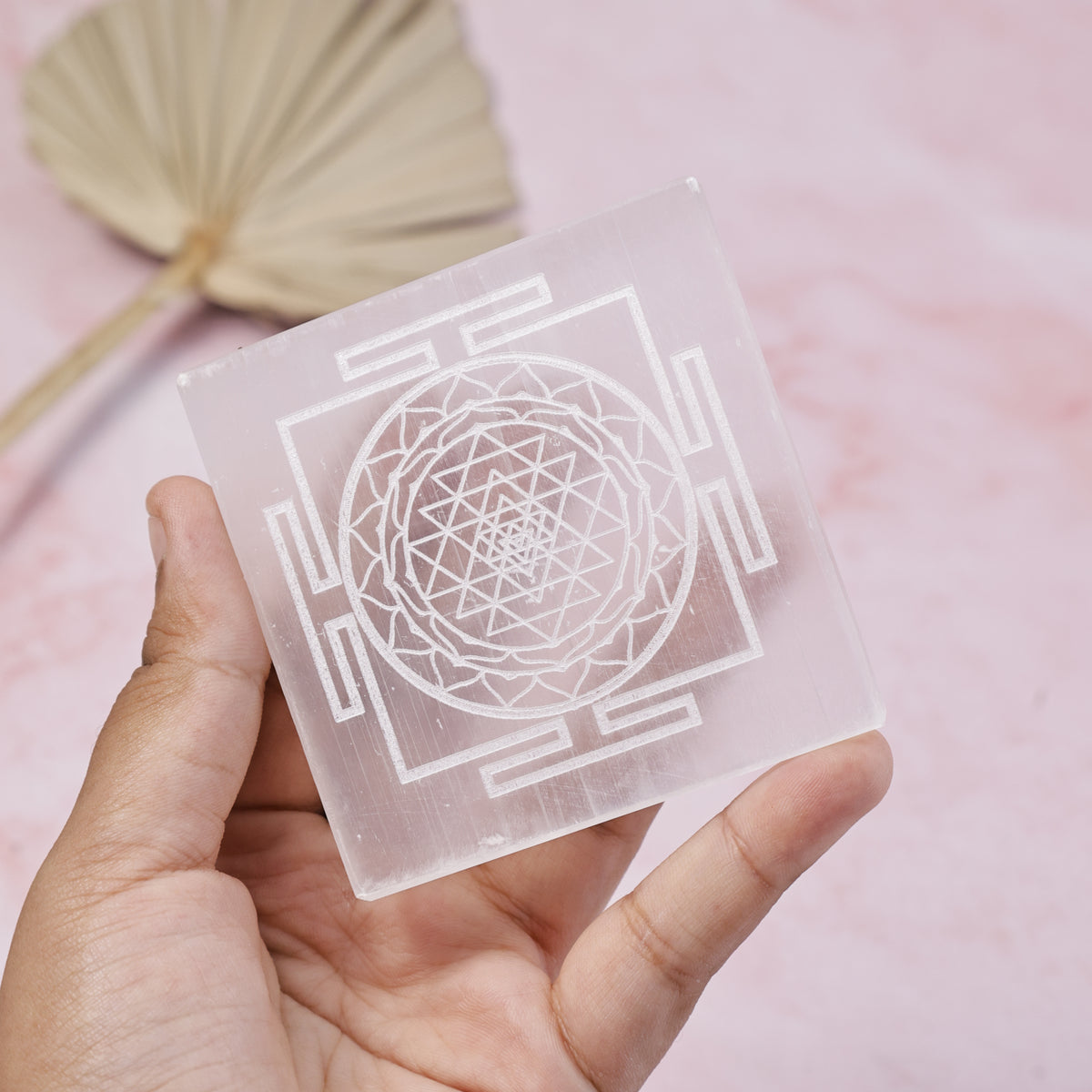 Shri Yantra Selenite Plate – Crystal Charging & Cleansing