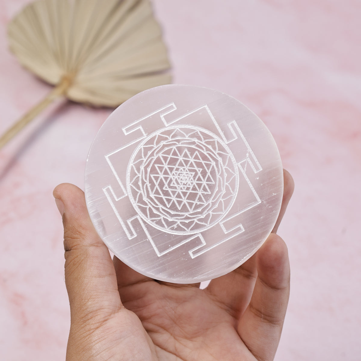 Shri Yantra Selenite Plate – Crystal Charging & Cleansing