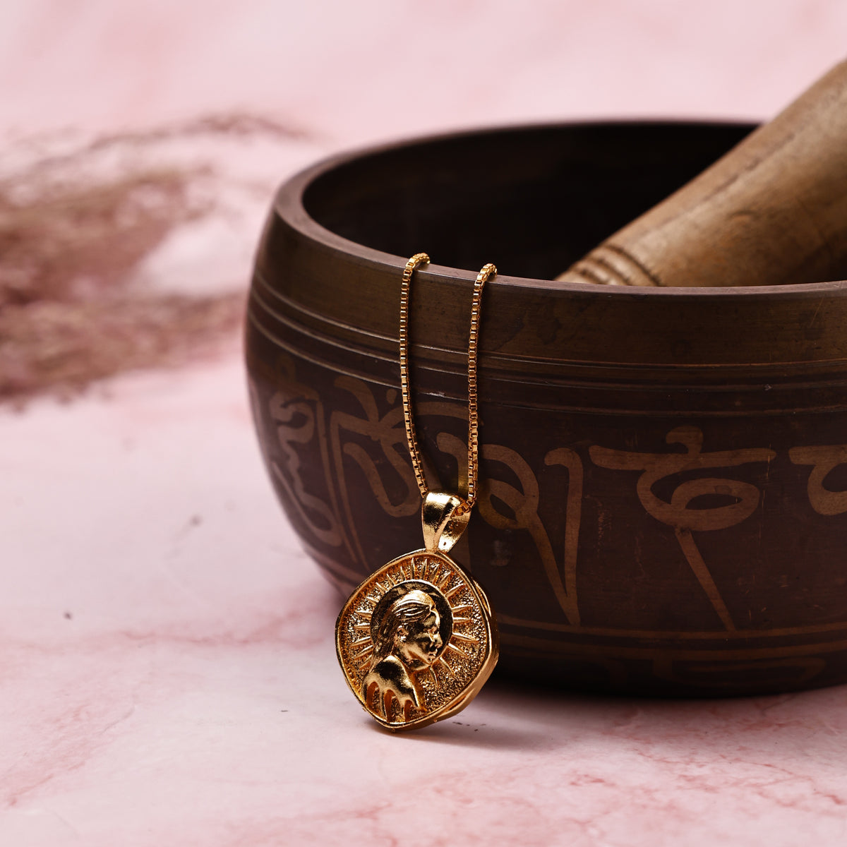 Virgo Zodiac Sing Gold Plated Pendant - Abhimantrit
