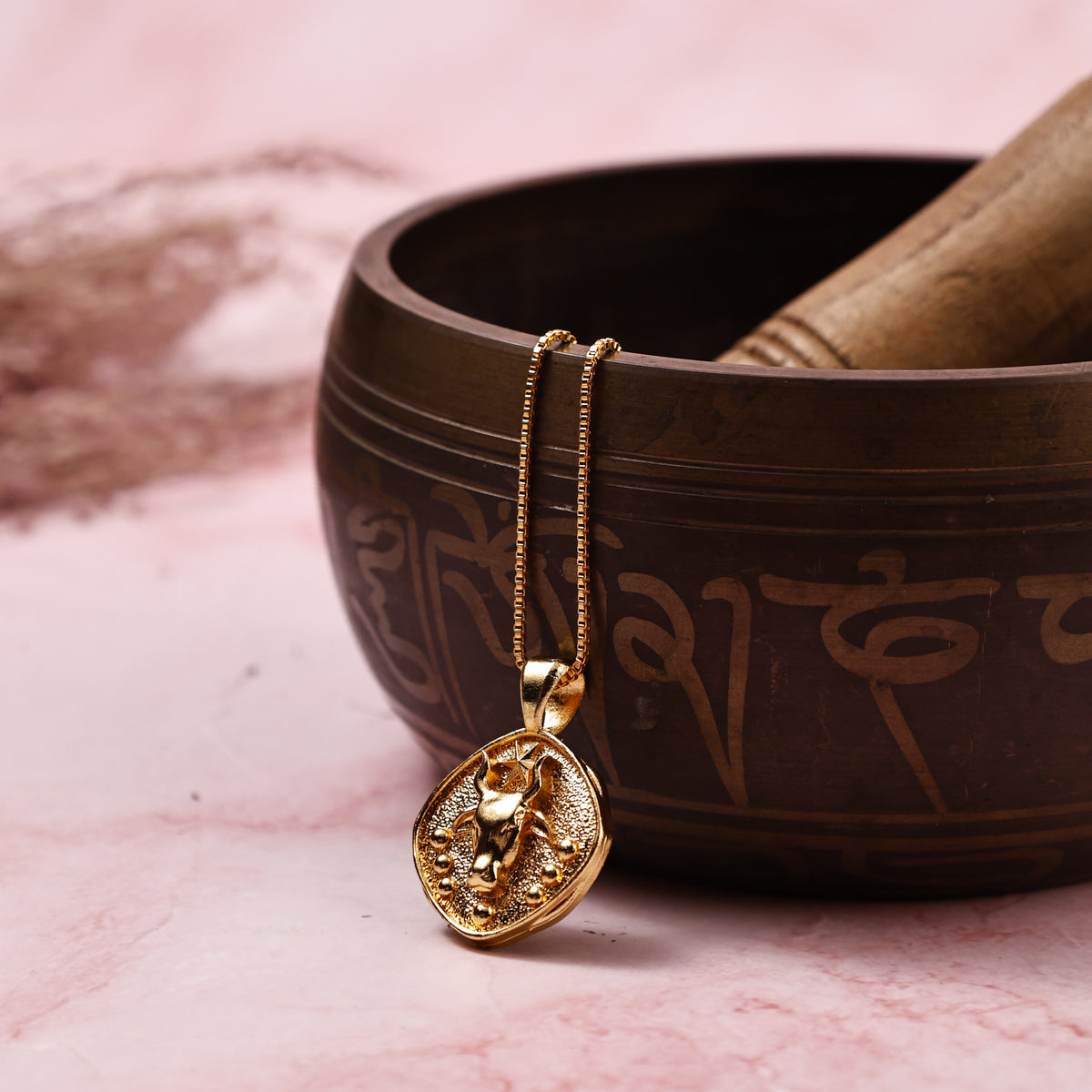 Taurus Zodiac Sing Gold Plated Pendant for Comfort & Abundance