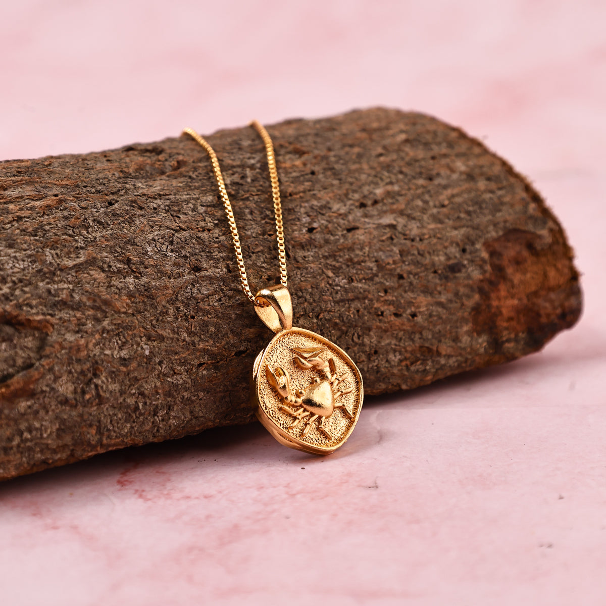Cancer Zodiac Sing Gold Plated Pendant - Abhimantrit