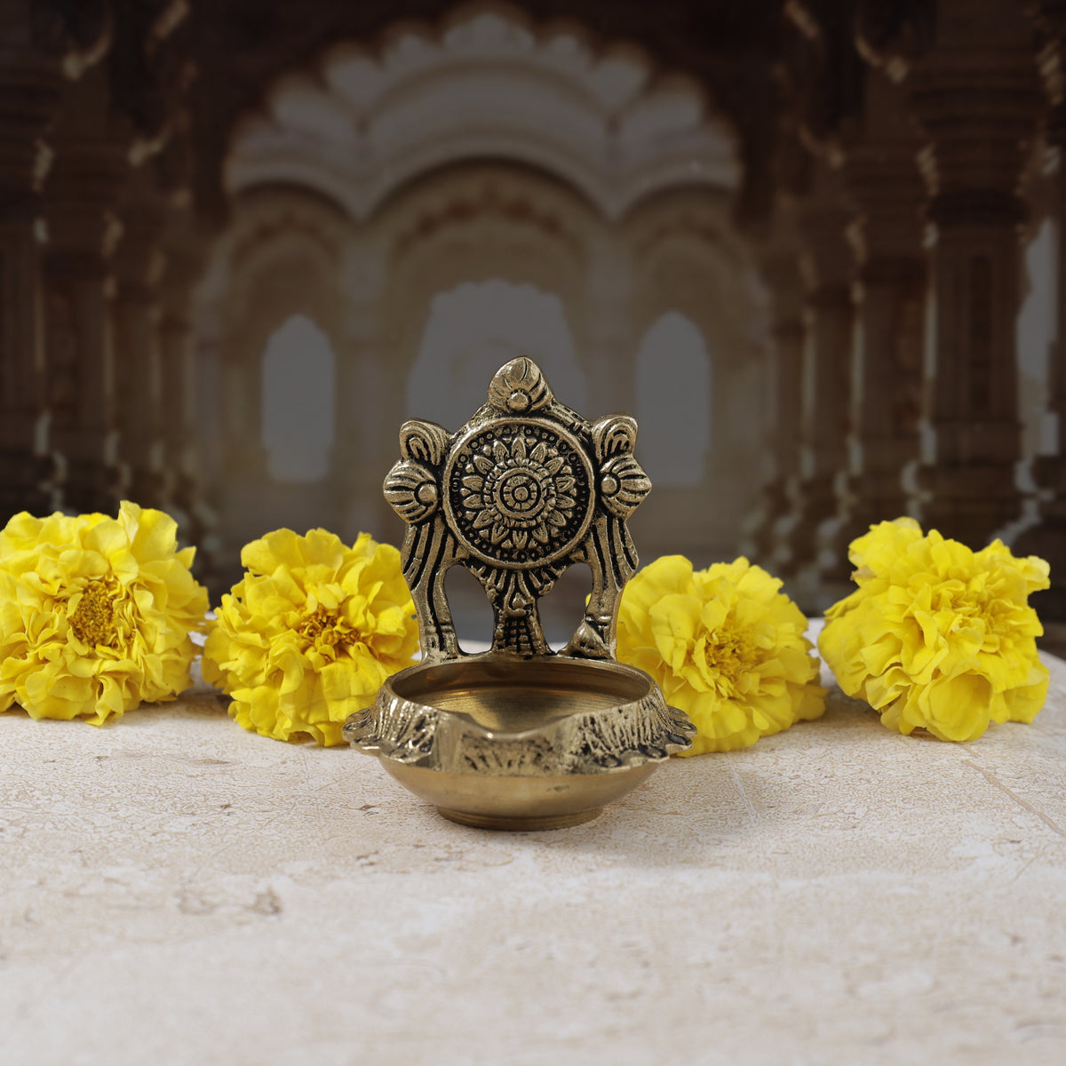 Brass Shagun Chakra Kuber Diya - Abhimantrit