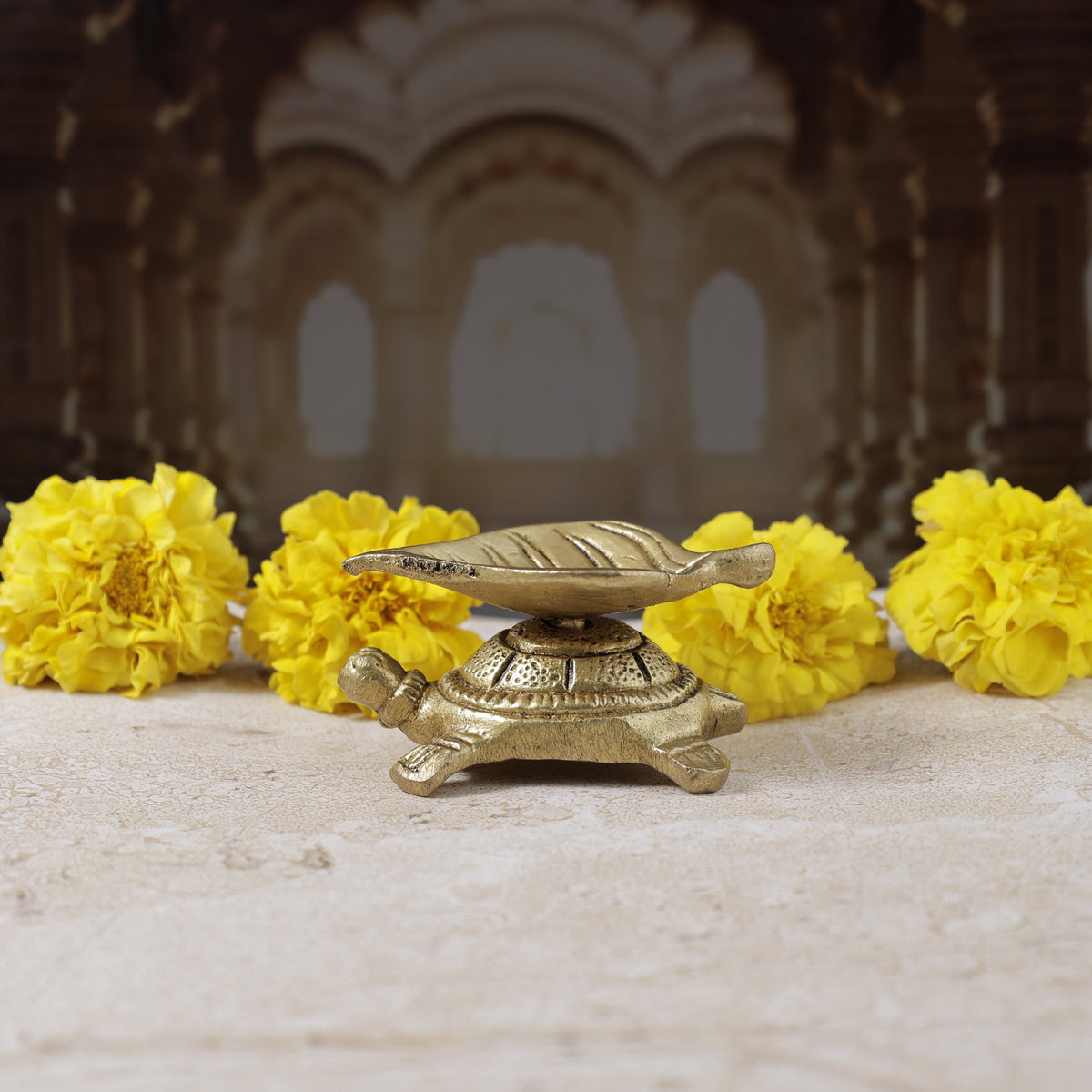 Brass Tortoise Diya - Abhimantrit