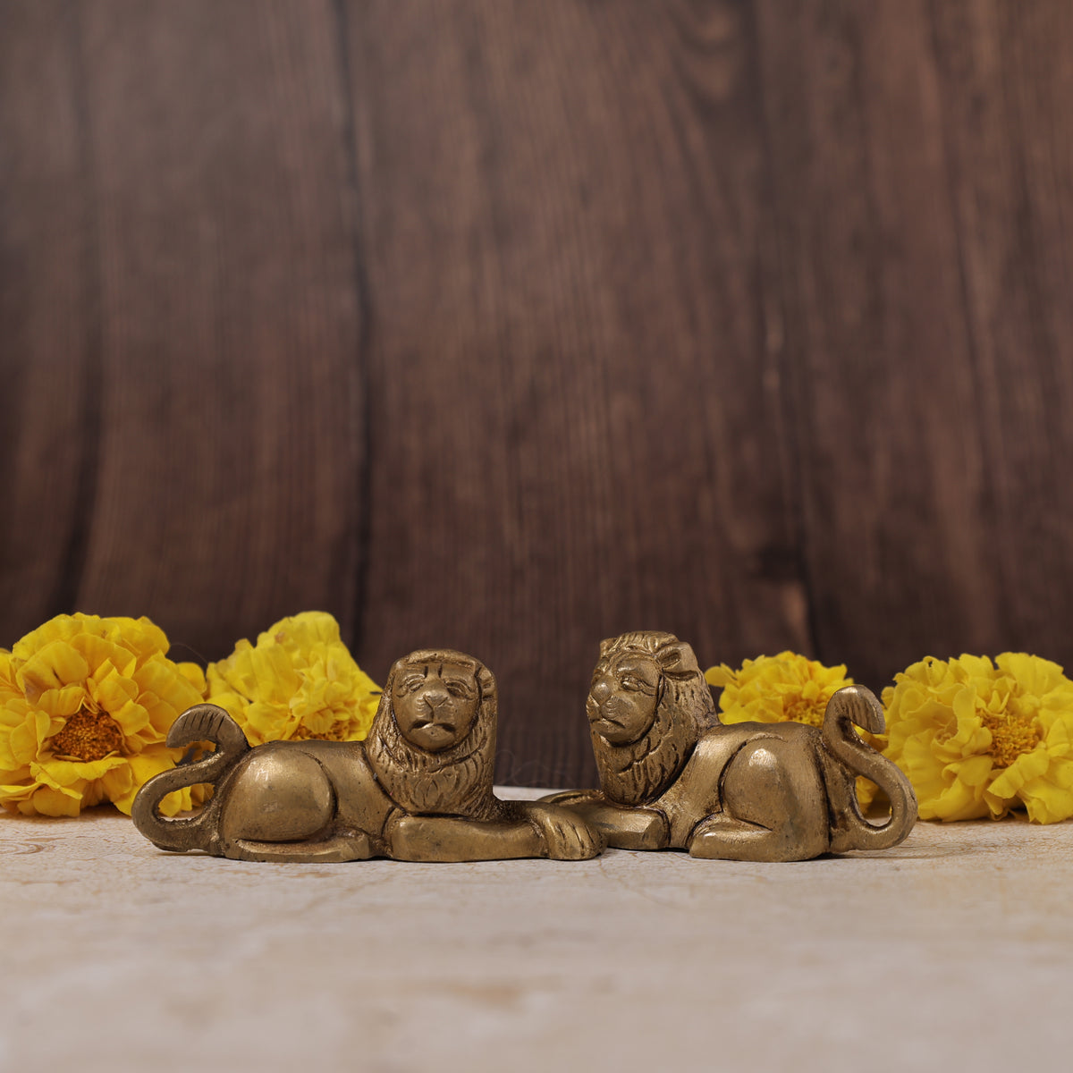 Pure Brass Lion Statue - Abhimantrit