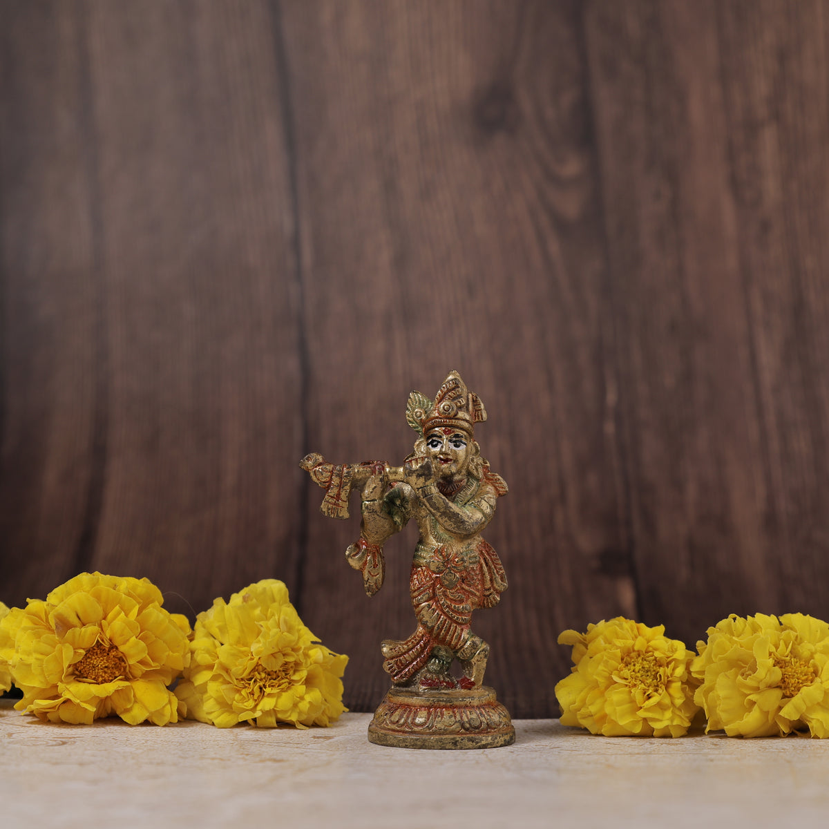 Brass Small Krishna Idol - Abhimantrit