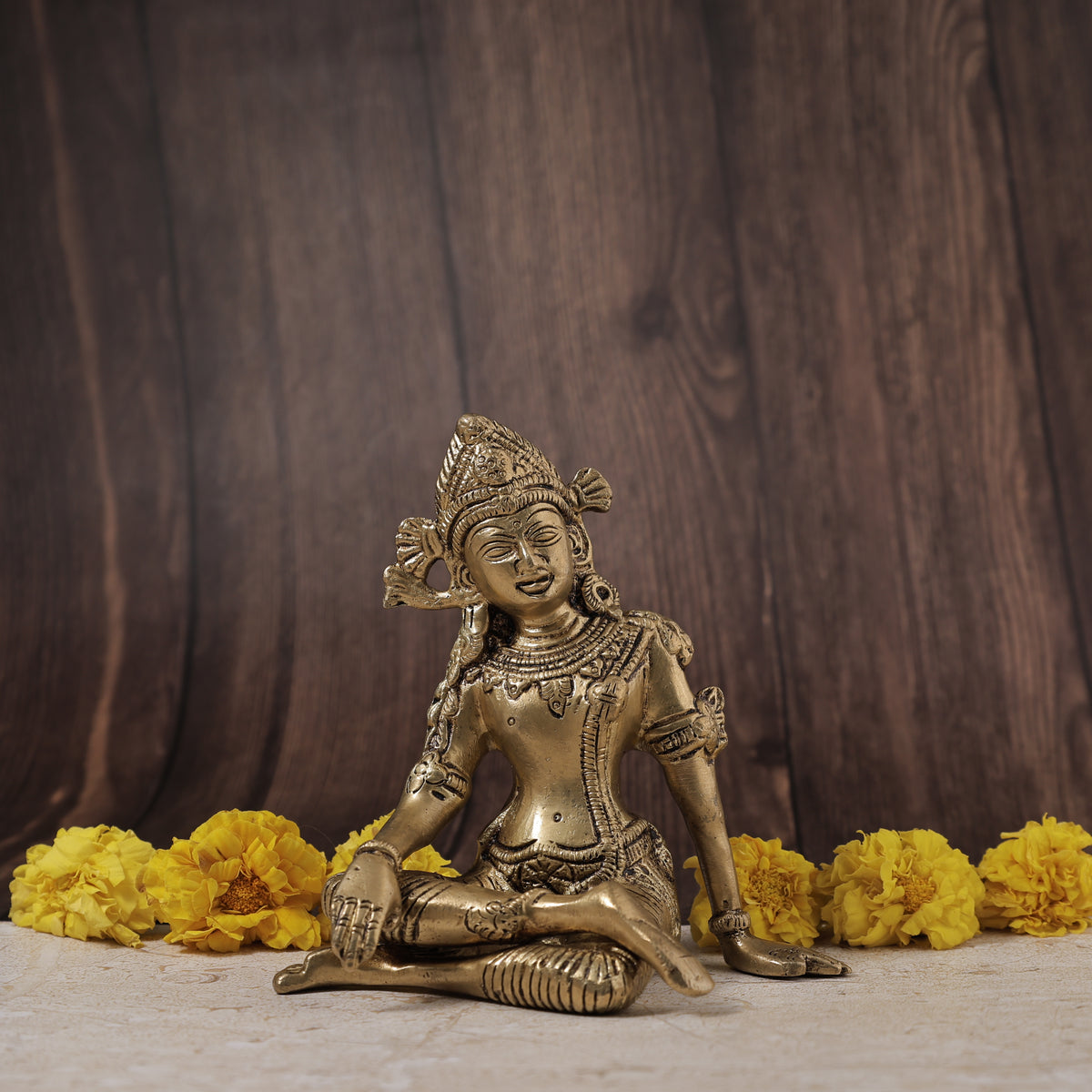 Brass Sitting Indradev - Abhimantrit