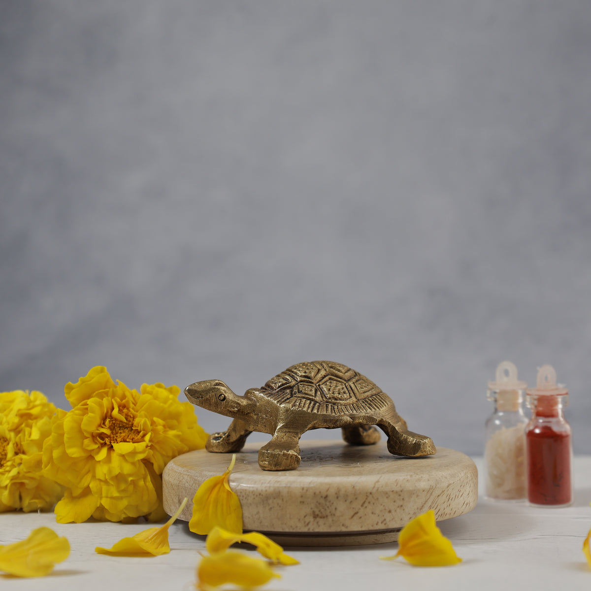Money Attract Brass Turtle Feng Shui - Abhimantrit & Certified