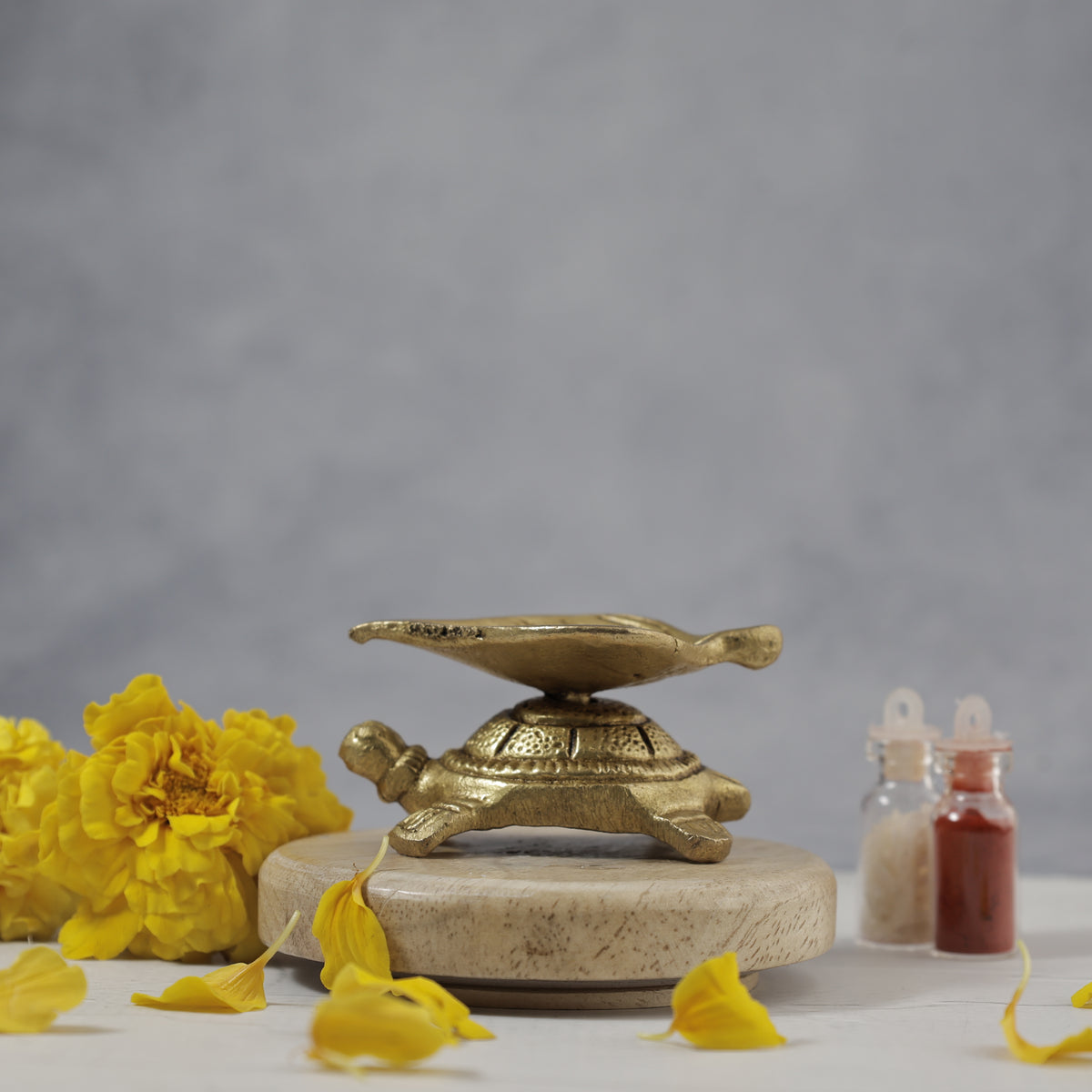 Brass Tortoise Diya - Abhimantrit