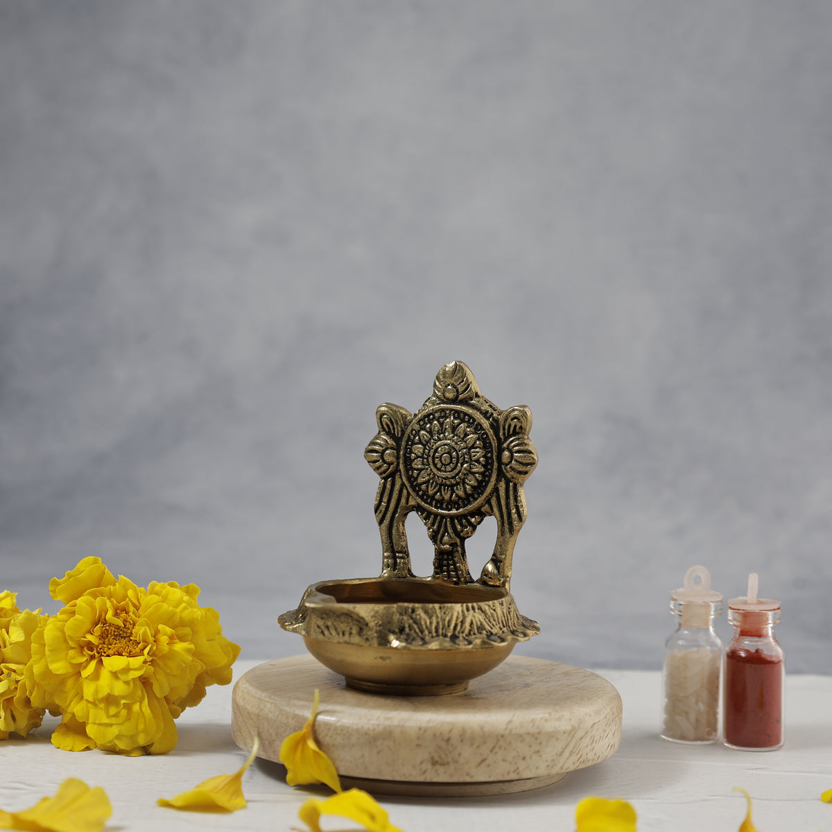 Brass Shagun Chakra Kuber Diya - Abhimantrit