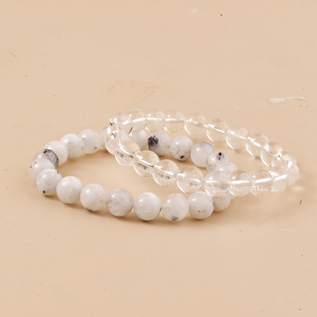 Cool Like Moon: Moonstone & Clear Quartz Bracelet - Abhimantrit & Certified