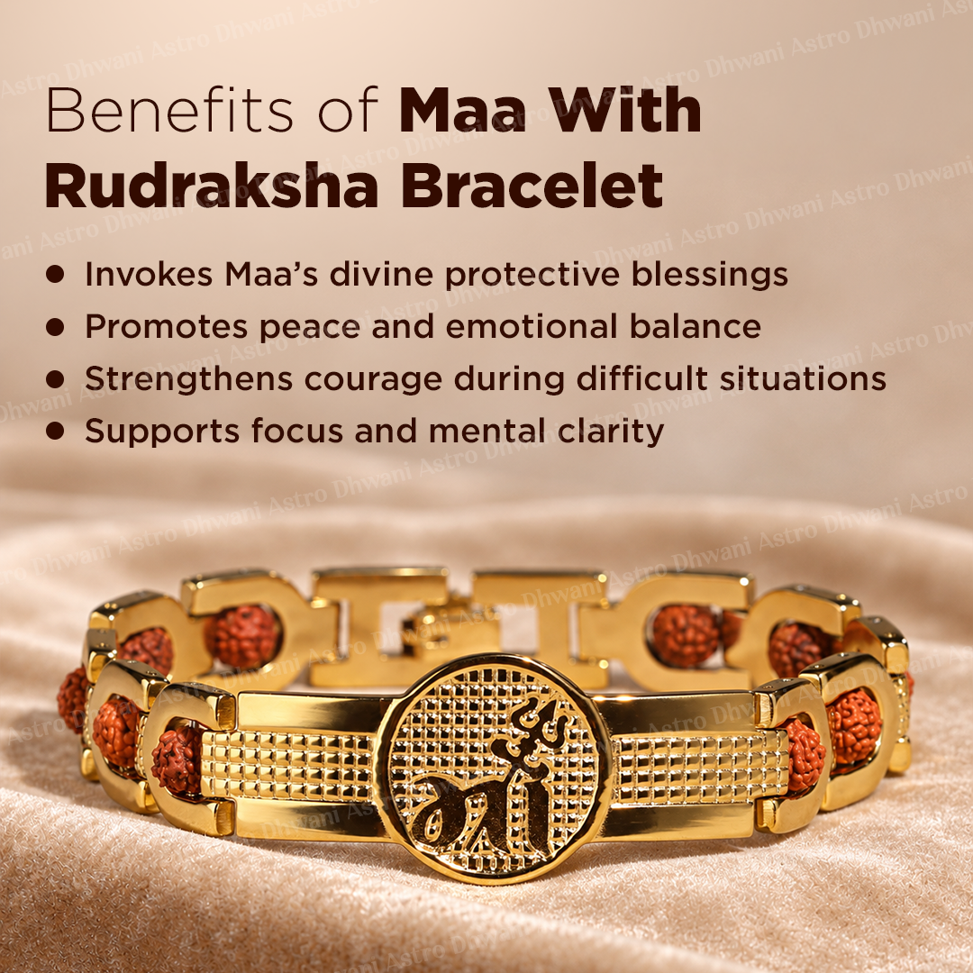 Maa with Rudraksha Bracelet (IGP Gold Plating)- Abhimantrit