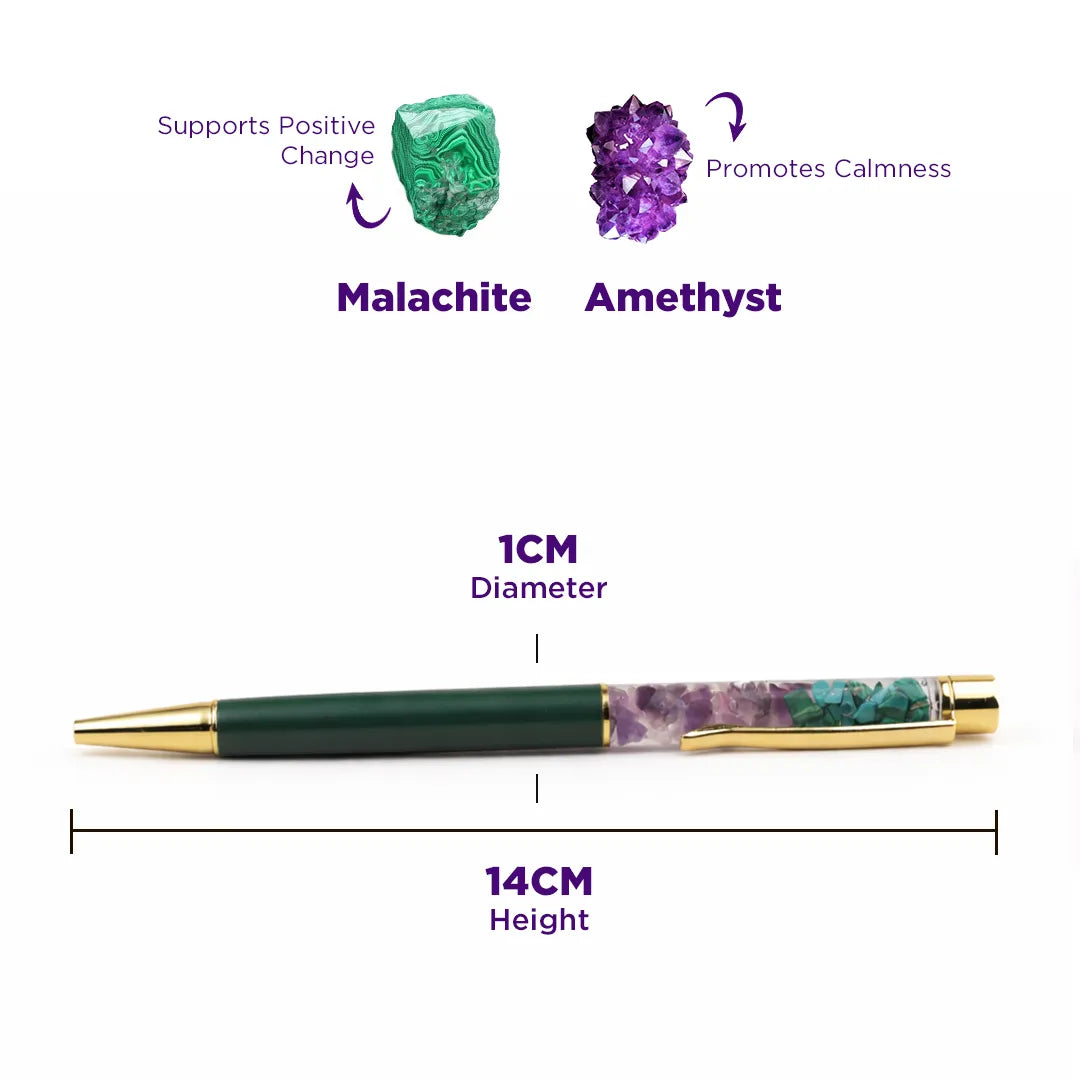 Malachite Amethyst Crystal Pen – Abhimantrit for Energy & Protection