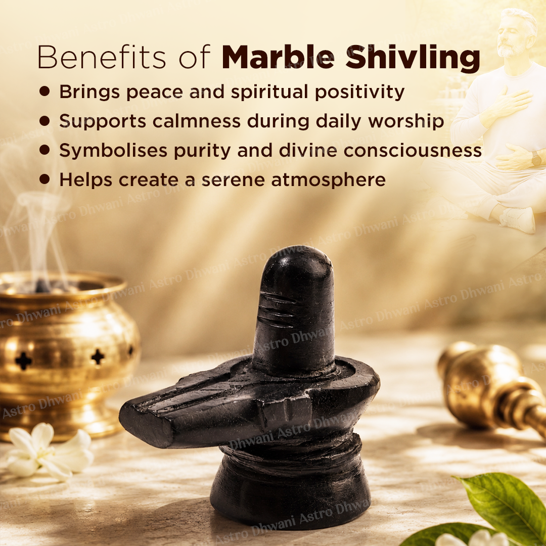 Natural Black Marble Shivling | Handcrafted Shiva Lingam for Home Temple, Puja & Meditation | Sacred Marble Shivling Idol