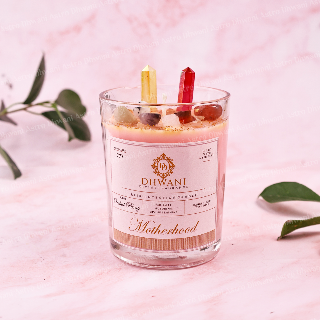 Motherhood Reiki Intention Crystal Candle – Orchid Peony Fragrance