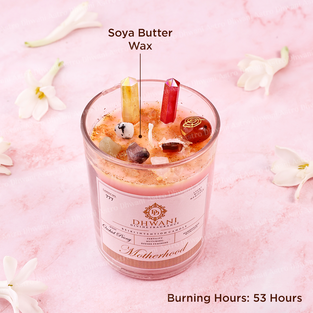 Motherhood Reiki Intention Crystal Candle – Orchid Peony Fragrance