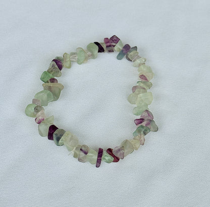 Multi Flourite Uncut Crystal Bracelet - Abhimantrit & Certified