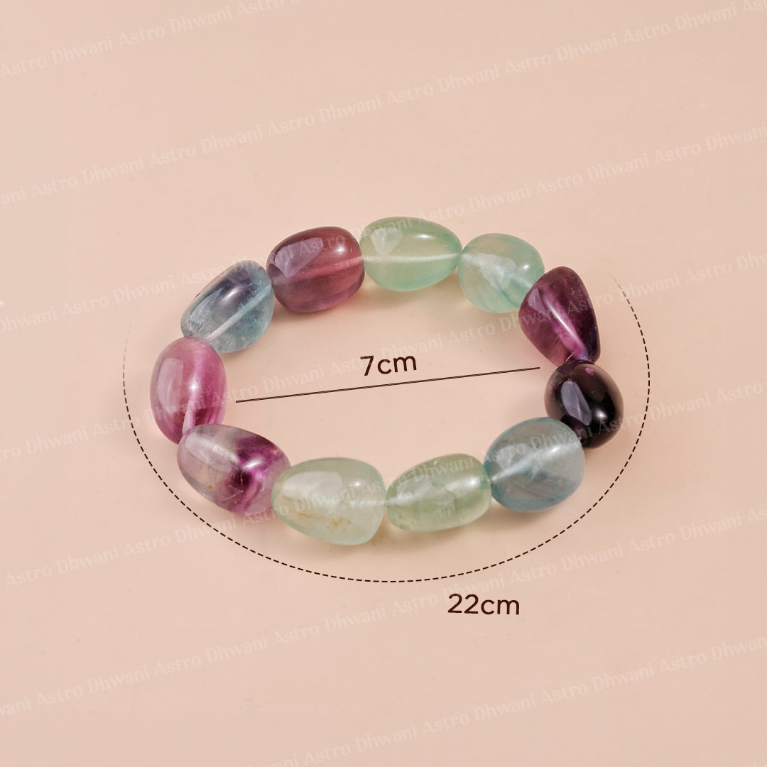 Multi Flourite Tumble Bracelet - Abhimantrit & Certified