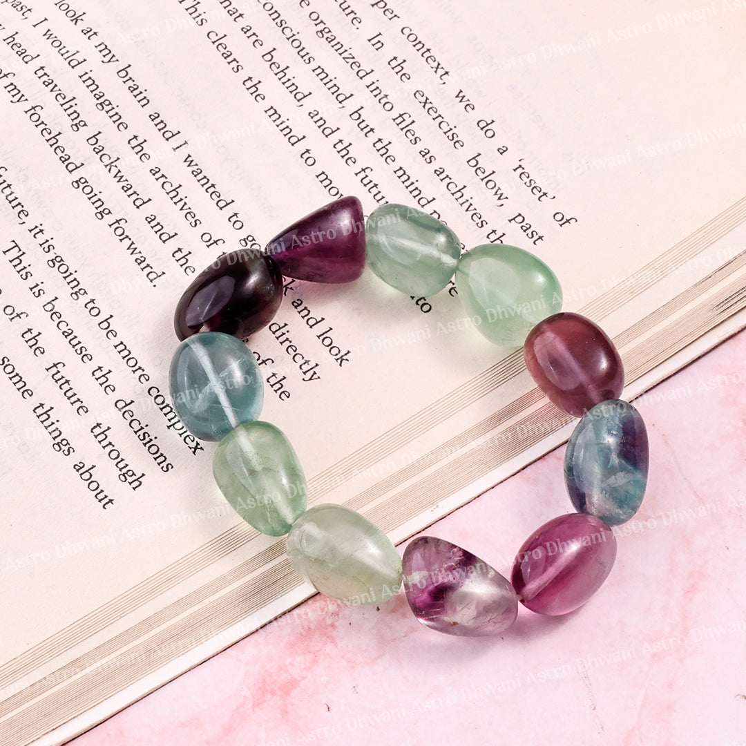 Multi Flourite Tumble Bracelet - Abhimantrit & Certified