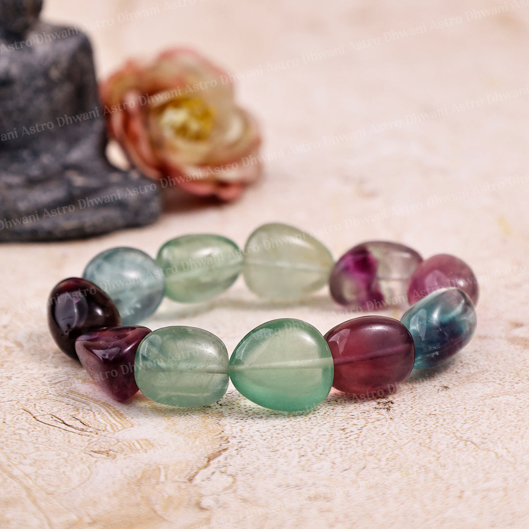 Multi Flourite Tumble Bracelet - Abhimantrit & Certified