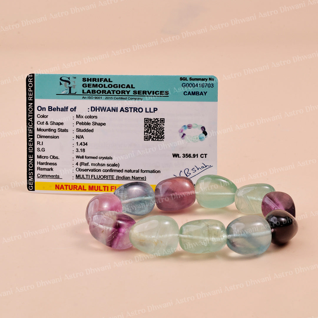 Multi Flourite Tumble Bracelet - Abhimantrit & Certified