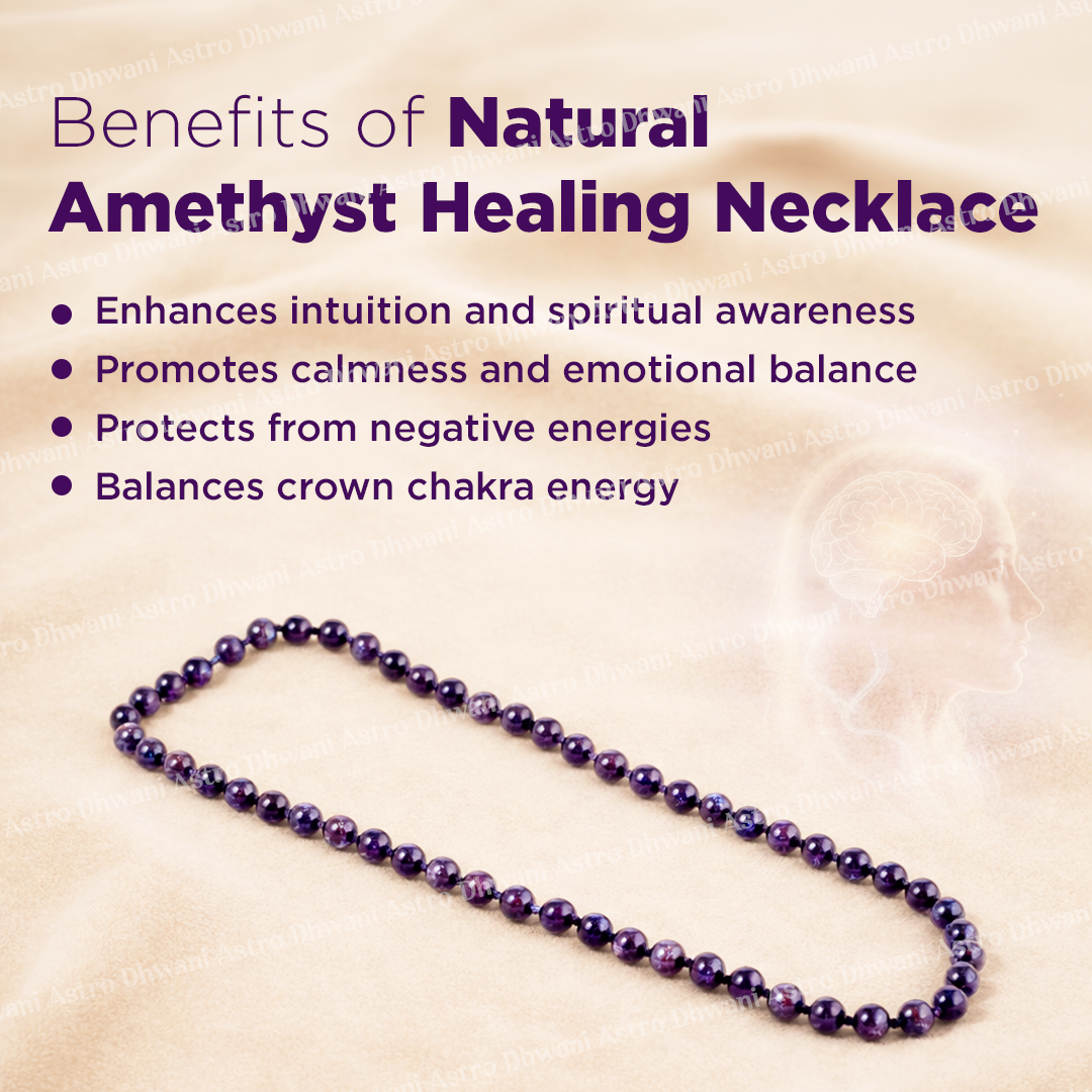 Natural Amethyst Healing Necklace for Calmness, Protection & Spiritual Clarity