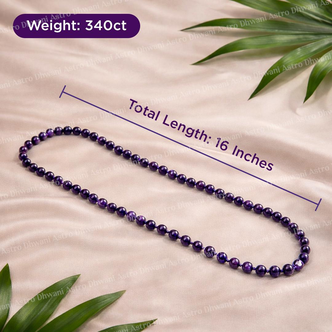 Natural Amethyst Healing Necklace for Calmness, Protection & Spiritual Clarity