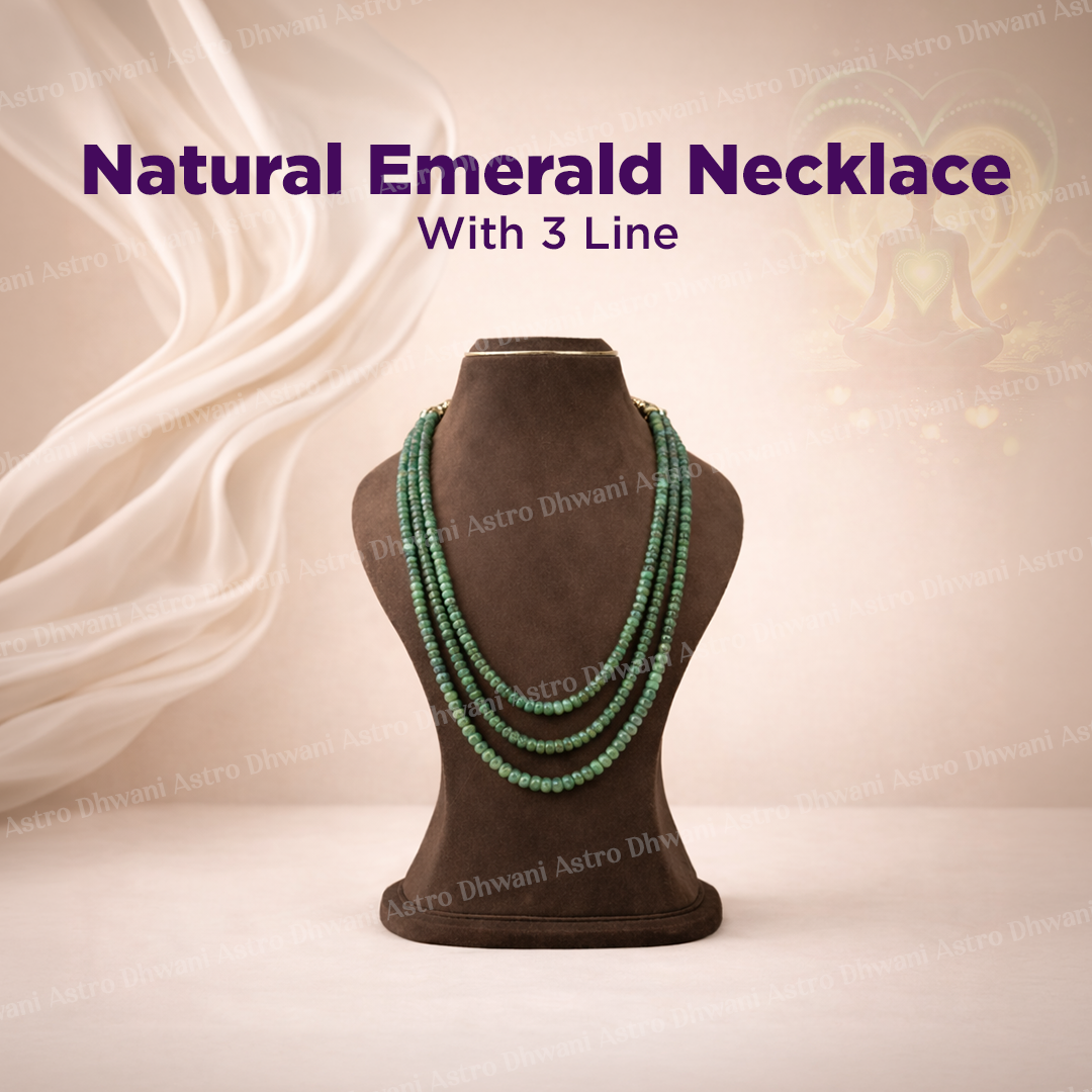 Natural Emerald 3 Line Necklace for Prosperity, Love & Clarity