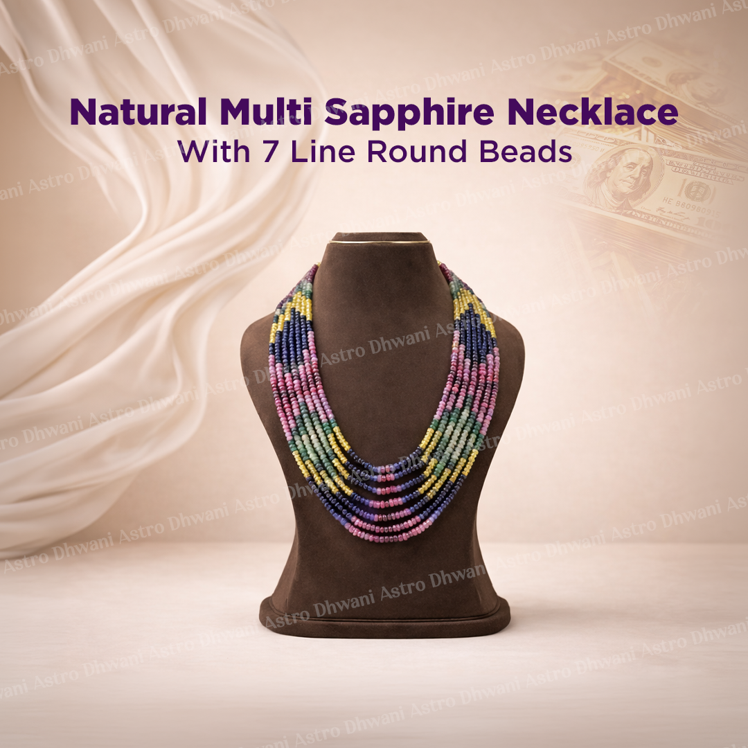 Natural Multi Sapphire 7 Line Necklace for Balance & Style