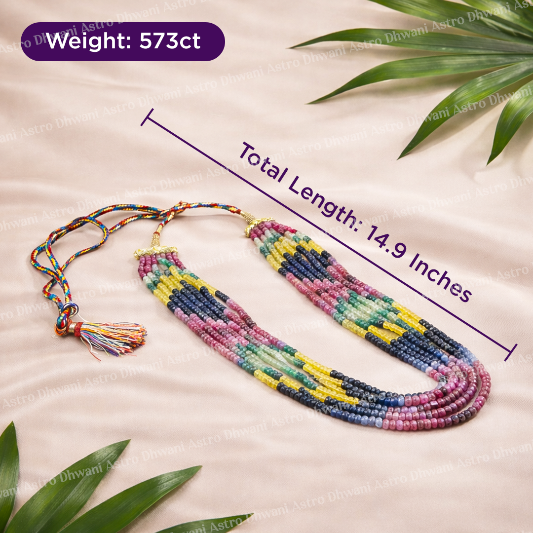 Natural Multi Sapphire 7 Line Necklace for Balance & Style