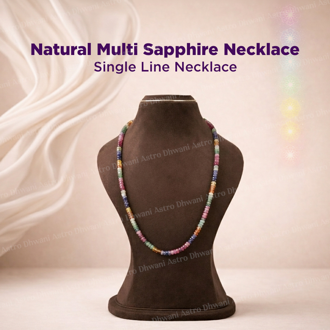 Multi Sapphire Single Line Necklace for Balance, Focus & Stability