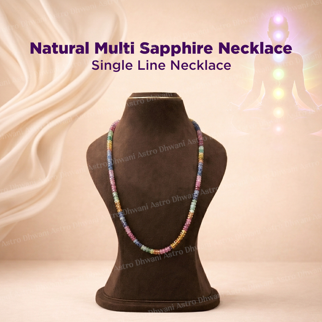 Natural Multi Sapphire Single Line Necklace for Balance, Clarity & Success