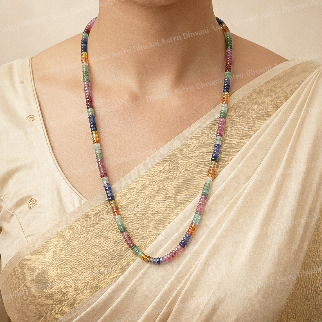 Multi Sapphire Single Line Necklace for Balance, Focus & Stability