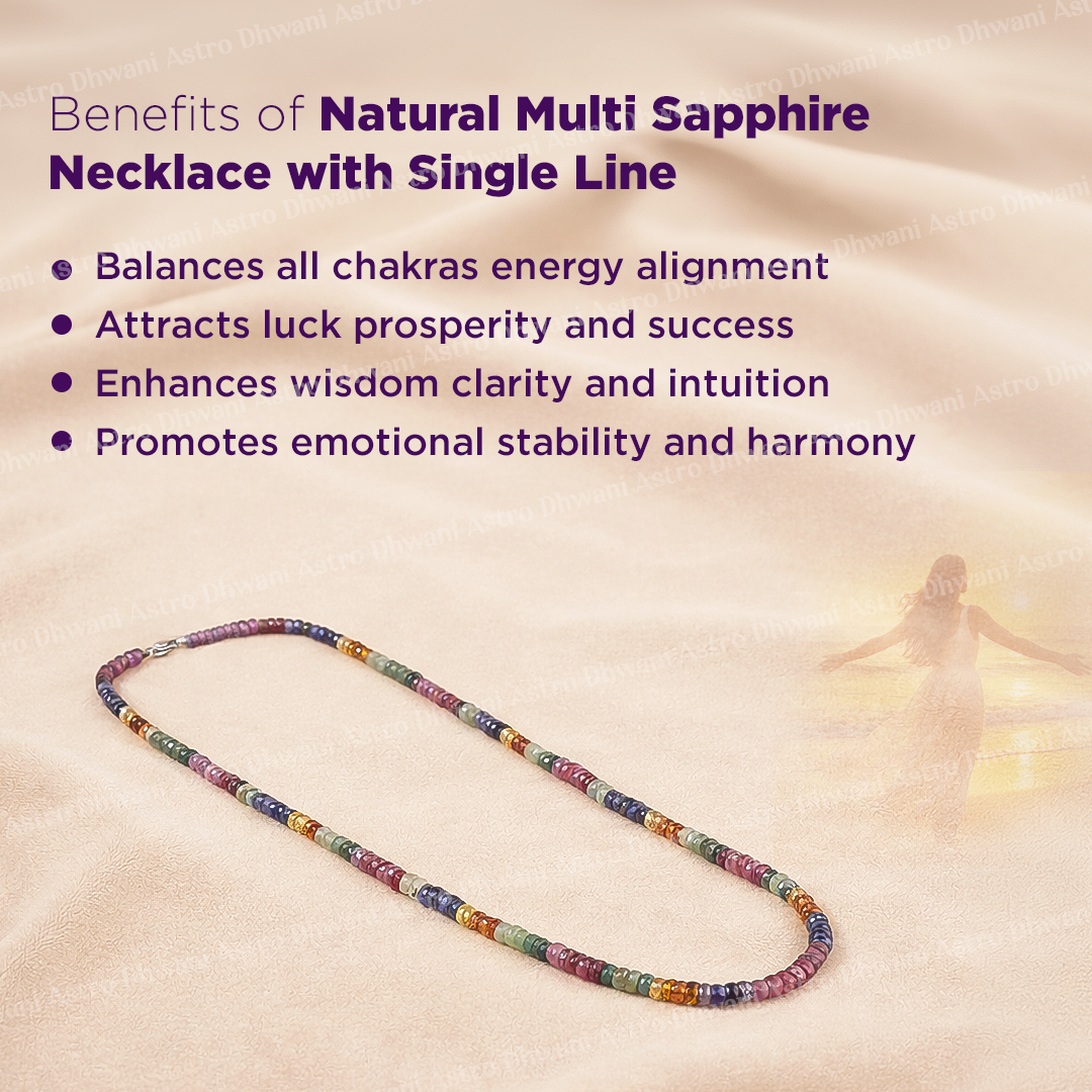 Multi Sapphire Single Line Necklace for Balance, Focus & Stability