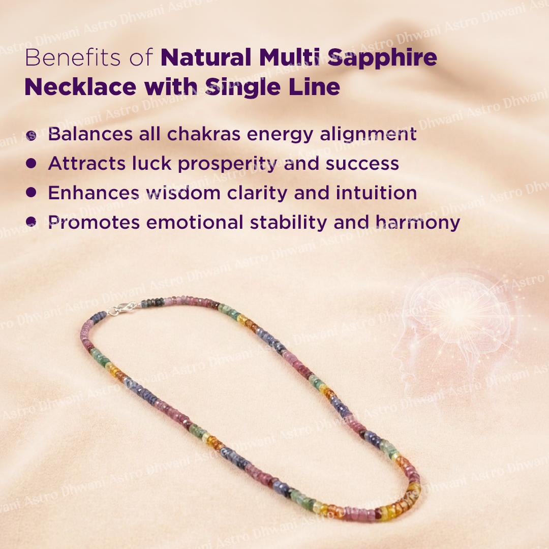 Natural Multi Sapphire Single Line Necklace for Balance, Clarity & Success