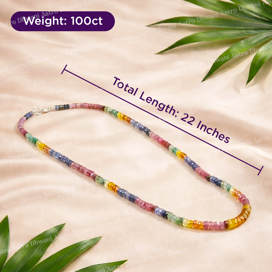 Natural Multi Sapphire Single Line Necklace for Balance, Clarity & Success
