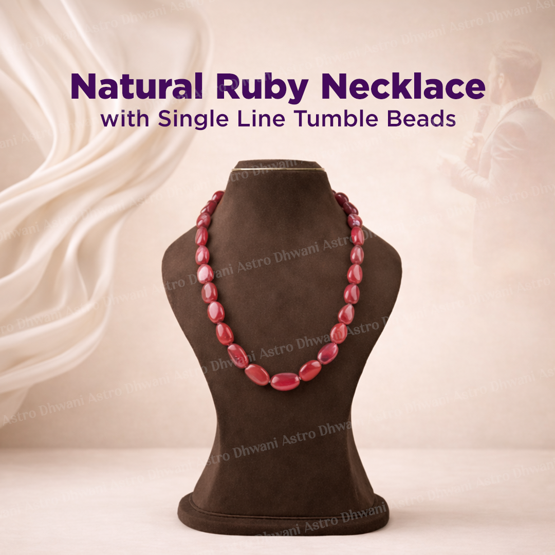 Natural Ruby Tumble Beads Single Line Necklace for Confidence & Success