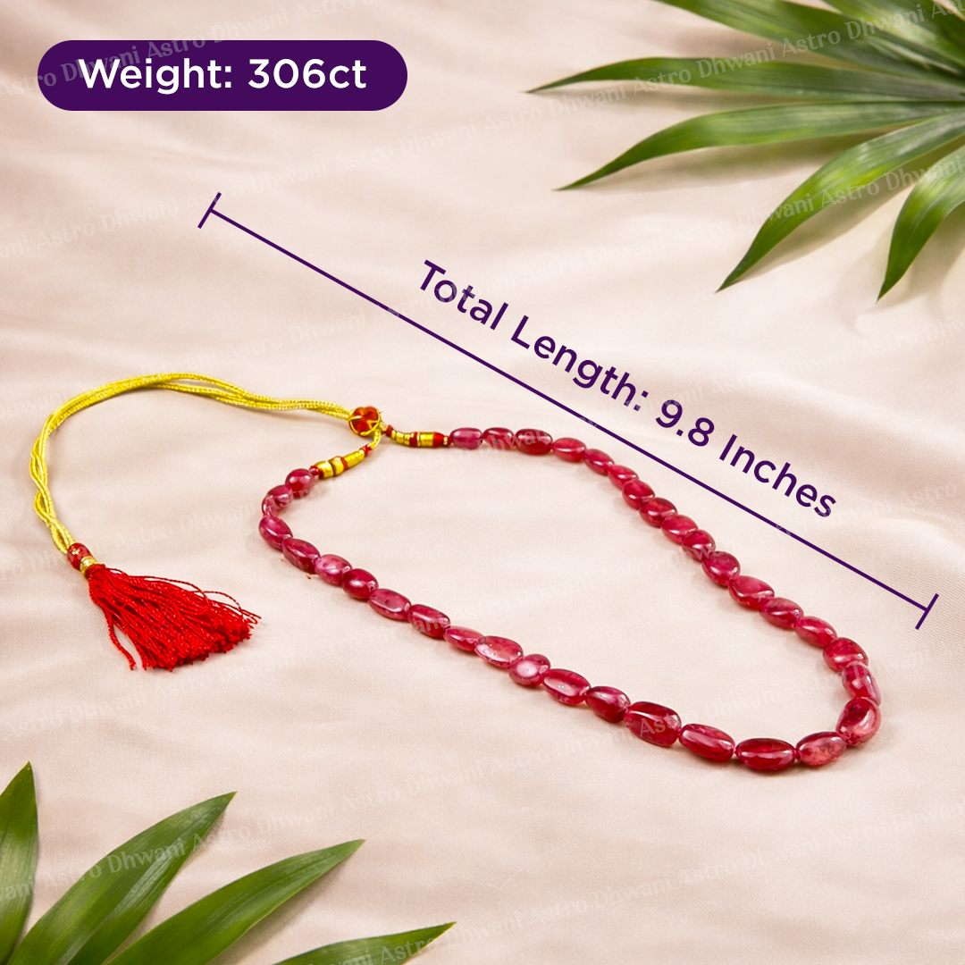 Natural Ruby Tumble Beads Single Line Necklace for Confidence & Success