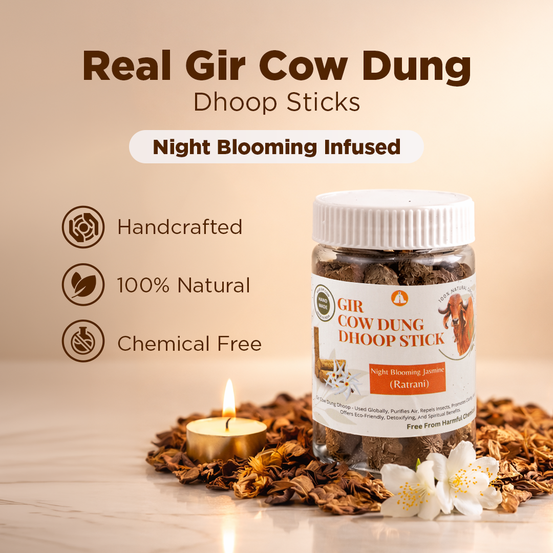 Real Gir Cow Dung Dhoop Sticks (Combo Pack of 3 Boxes) - 100% Natural & Chemical Free